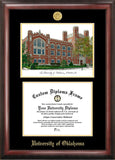 University of Oklahoma 11w x 8.5h Gold Embossed Diploma Frame with Campus Images Lithograph