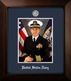 Navy 8x10 Portrait Legacy Frame with Silver Medallion