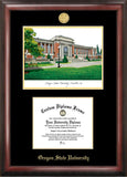Oregon State University Gold Embossed Diploma Frame with Campus Images Lithograph