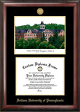 Indiana Univ, PA  11w x 8.5h Gold Embossed Diploma Frame with Campus Images Lithograph