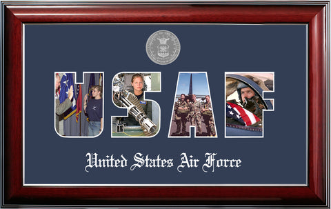 Air Force Collage Photo Classic Black Frame with Silver Medallion
