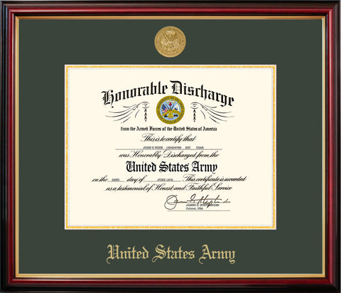 Army Discharge Petite Frame with Gold Medallion