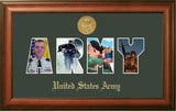 Army Collage Photo Walnut Frame Gold Medallion