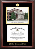 Middle Tennessee State 11w x 8.5h Gold Embossed Diploma Frame with Campus Images Lithograph