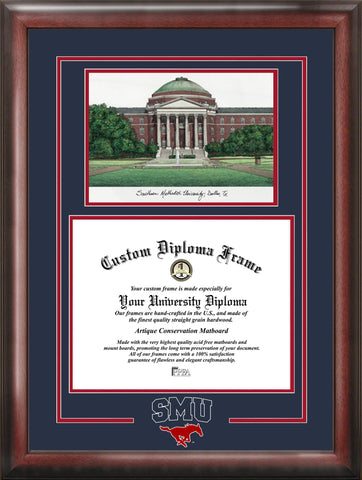 Southern Methodist University Mustangs Spirit Graduate 11w x 8.5h Frame with Campus Image