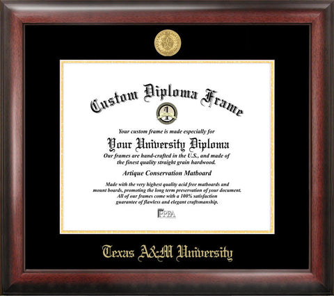 Texas A&M University 16w x 12.5h  Gold Embossed Diploma Frame