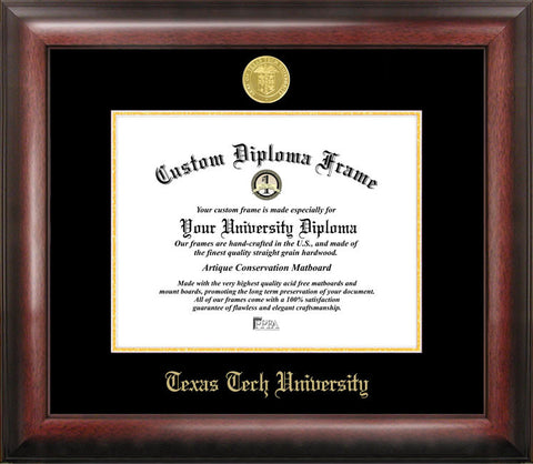 Texas Tech University 14w x 11h Gold Embossed Diploma Frame