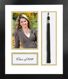 Academic Nova Black Photo Frame, White and Gold matting with Tassel opening 5x7 Photo opening