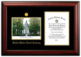 United States Naval Academy 10w x 14h Gold Embossed Diploma Frame with Campus Images Lithograph