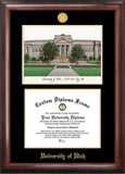 University of Utah 11w x 8.5h Gold Embossed Diploma Frame with Campus Images Lithograph