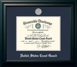 Coast Guard 8.5x11 Discharge Black Frame Silver Medallion