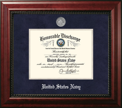 Navy 8.5x11 Discharge Executive Frame with Silver Medallion