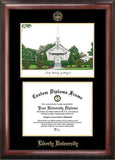 Liberty University 11w x 8.5h Gold Embossed Diploma Frame with Campus Images Lithograph