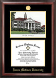 James Madison University 16w x 12h Gold Embossed Diploma Frame with Campus Image