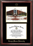 George Mason University 10w x 14h Gold Embossed Diploma Frame with Campus Images Lithograph