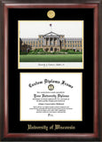 University of Wisconsin - Madison  Gold Embossed Diploma Frame with Campus Images Lithograph