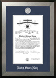 Navy Certificate Honors Frame with Silver Medallion