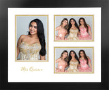 Mis Quince Triple Opening Photo Frame White and Gold Mat or Silver Mat